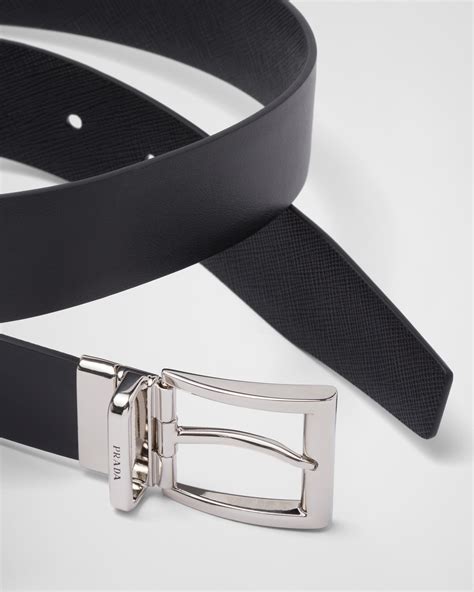 prada saffiano reversible leather belt|black reversible saffiano leather belt.